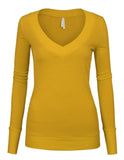 Women's Long Sleeve V-Neck Pullover Sweater Top