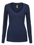 Women's Long Sleeve V-Neck Pullover Sweater Top