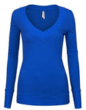 Women's Long Sleeve V-Neck Pullover Sweater Top